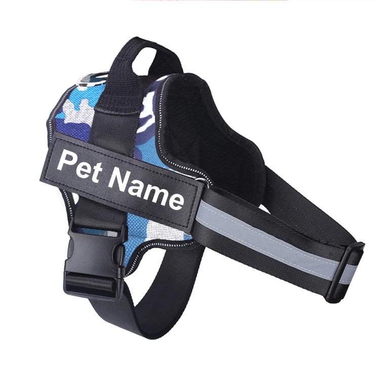 Dog Harness NO PULL Reflective Breathable Adjustable Pet Harness Vest with ID Custom Patch Outdoor Walking Dog Supplies