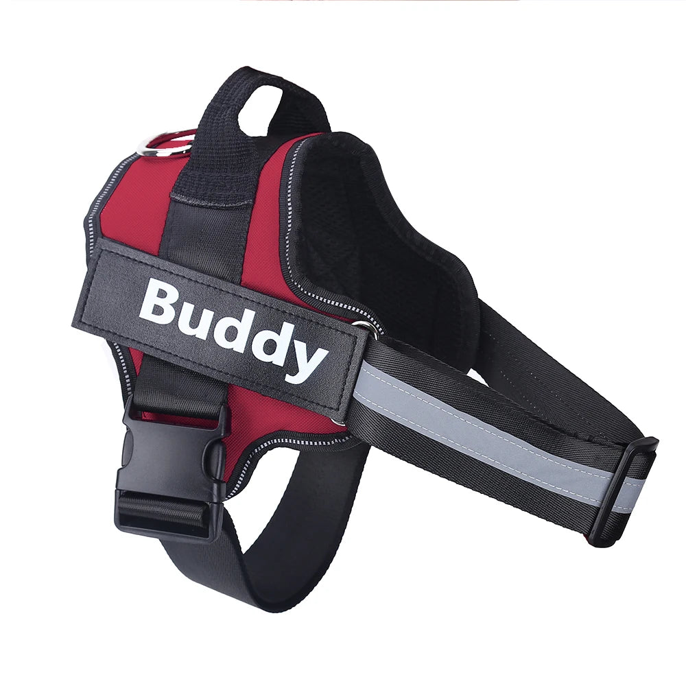 Dog Harness Reflective Breathable Adjustable Pet Harness For Dog Vest ID Custom Patch Outdoor Walking Dog Supplies