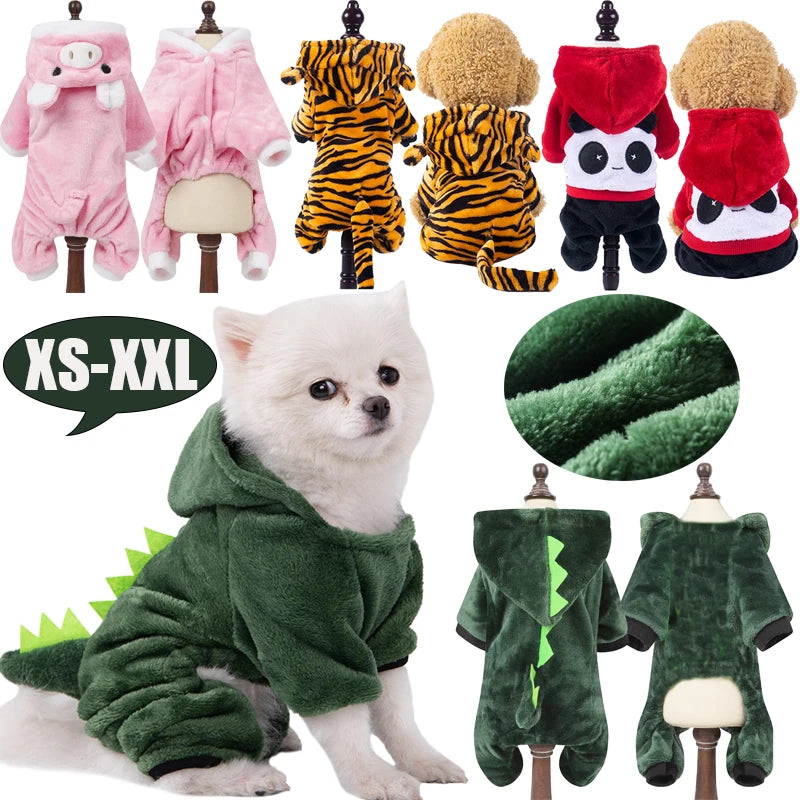 Pet Clothes for Small Medium Dogs Flannel Dog Jumpsuits Soft Comfortable Winter Warm Dog Cat Costume  Chihuahua Teddy Pet Coats