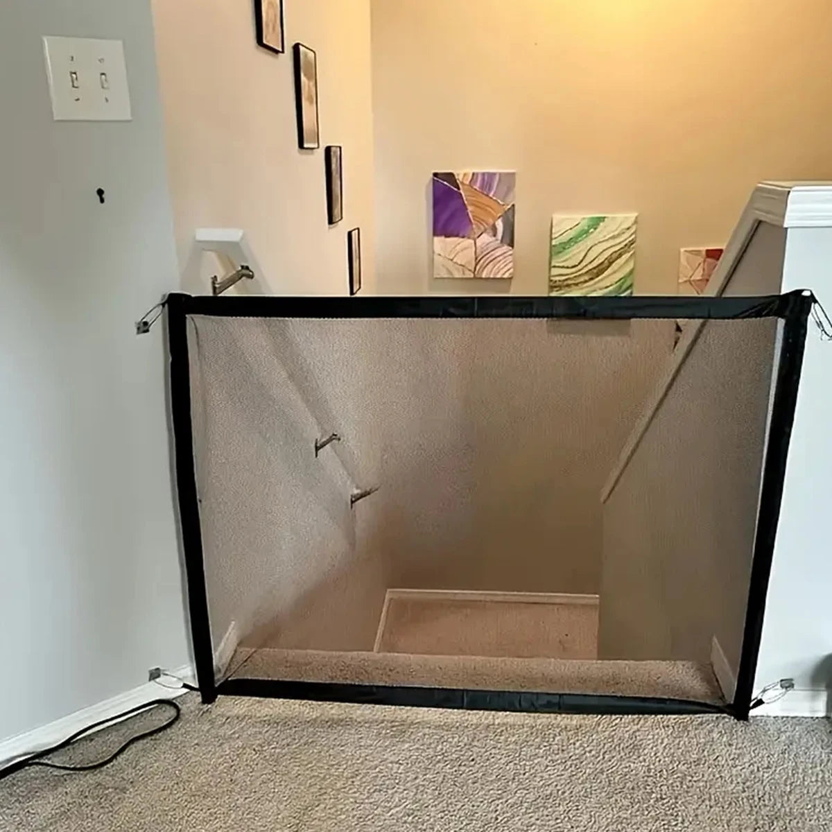 Pet Dog Barrier Fences With 6pcs Hook Pet Isolated Network Stairs Gate New Folding Breathable Mesh Playpen For Dog Safety Fence