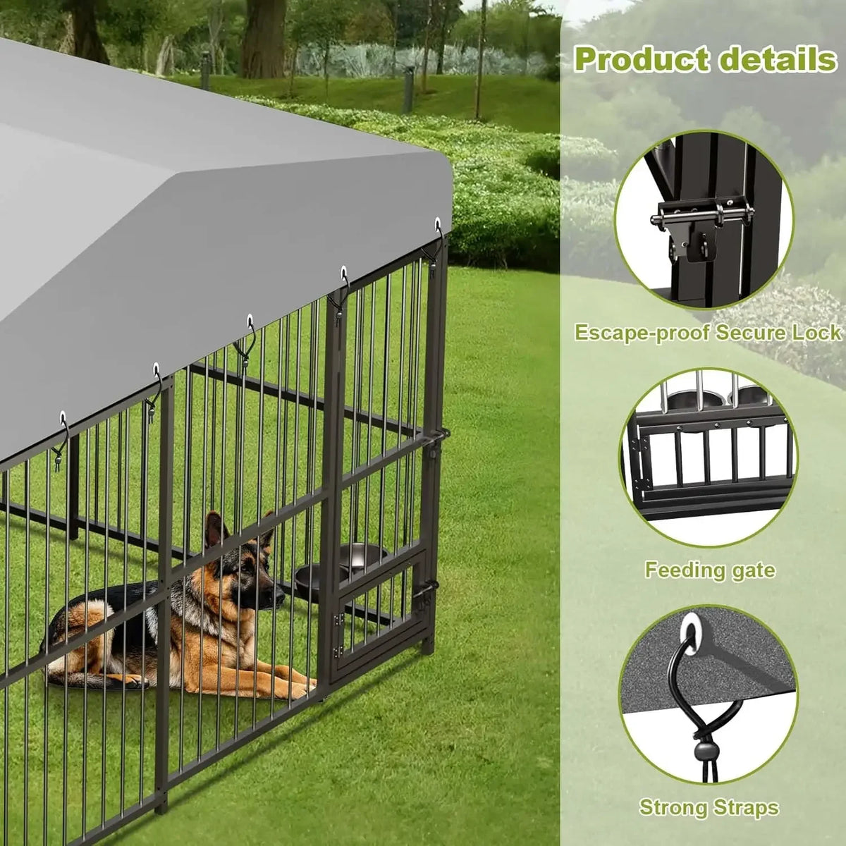 Large Dog Kennel Outside,10x10x6 FT Heavy-Duty Outdoor Cage with Roof and Lock,Covered Outside Kennel,for Medium and Large Dogs,