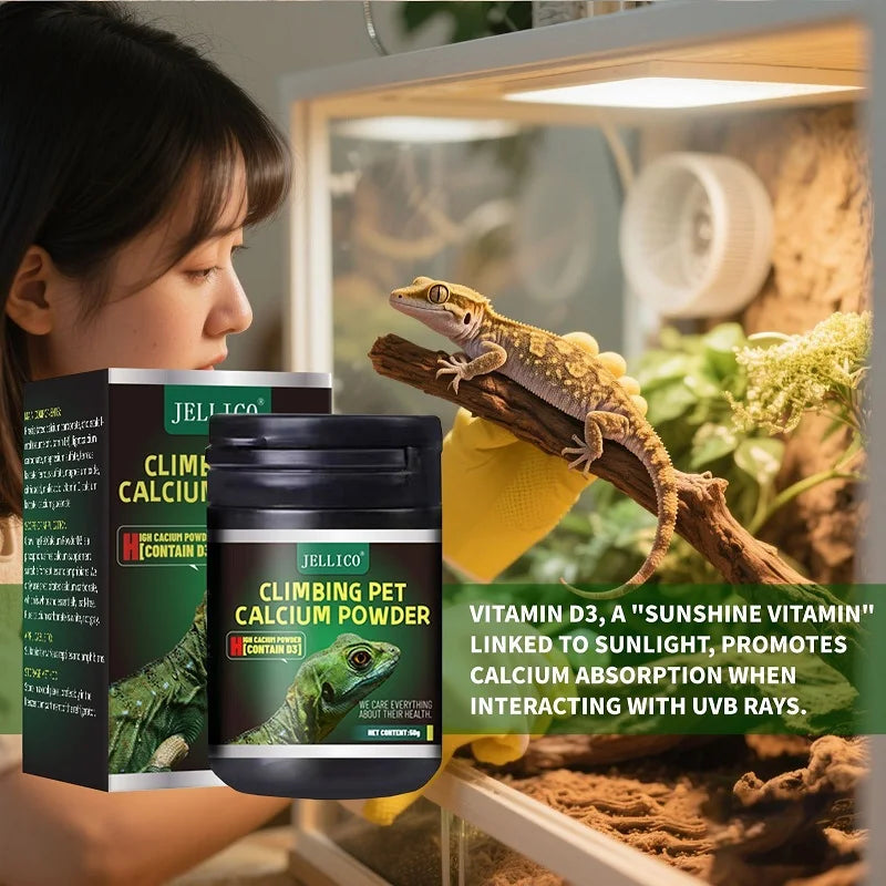 Crawling Pet Vitamin D3 Calcium Powder For Amphibian Reptiles Turtle Pet Frog Chameleon Promoting Calcium Absorbing & Supplement