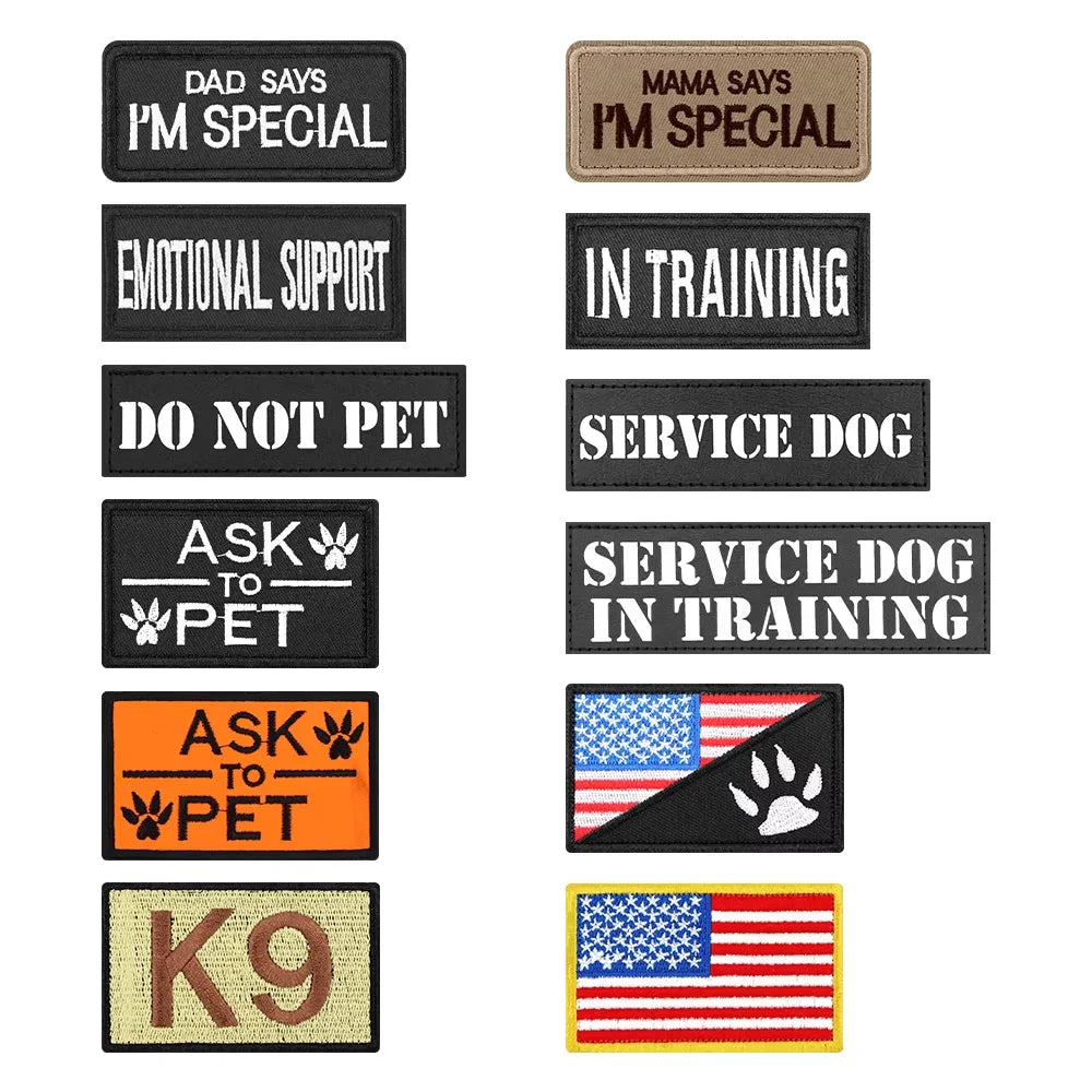 12 Pieces Tactical Patch Bundle For Dog Vest Harness Collar Personalized Patches Tags Sticker Label Custom Name ID Sticker