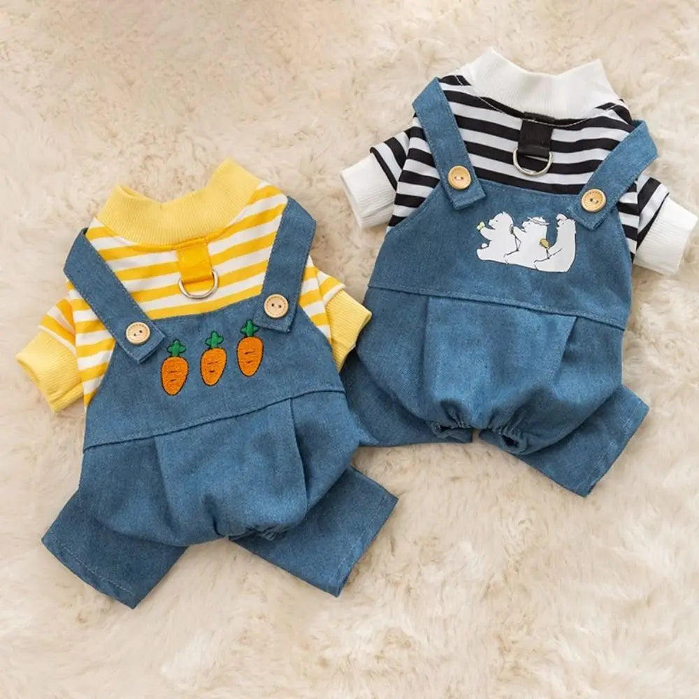 Pet Apparel Cute Dog Jumpsuit Towable Cartoon Puppy Outfit Breathable Comfortable Pet Strap Pants Pet Supplies