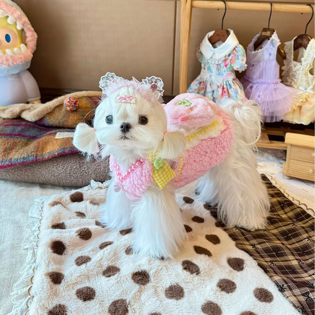 Autumn And Winter Pet Clothes For Small Dogs, Cute Plush Small Monster Doll Design, Warm Dog Apparel For Teddy, Bichon Frise