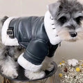 Winter Dog Coat Jacket Faux Leather Fleece Teddy Warm Pet Puppy Clothing Apparel