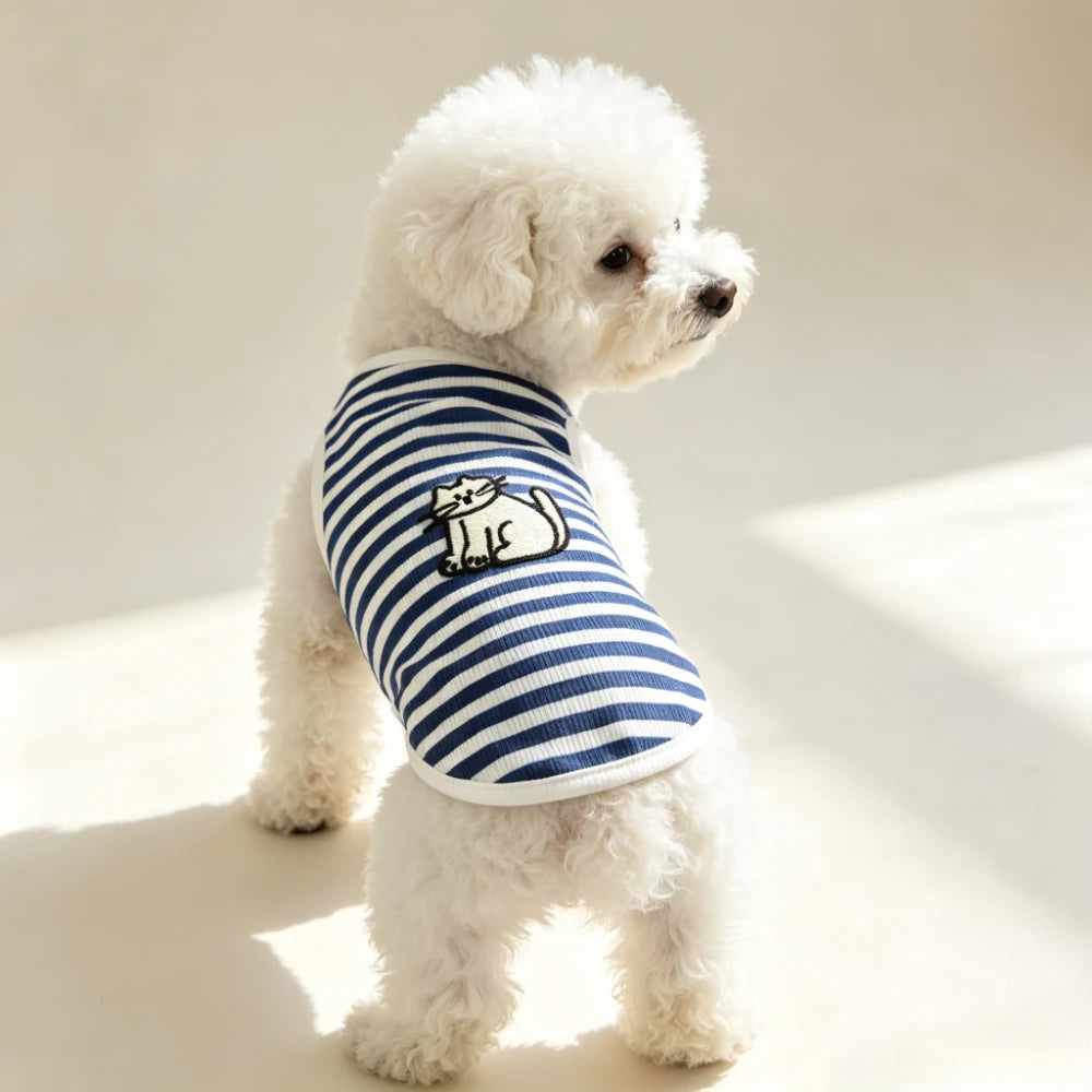 Lightweight Breathable Elastic Pet Vest 1 Pack Sleeveless Printed Cat Dog Apparel for Daily Use