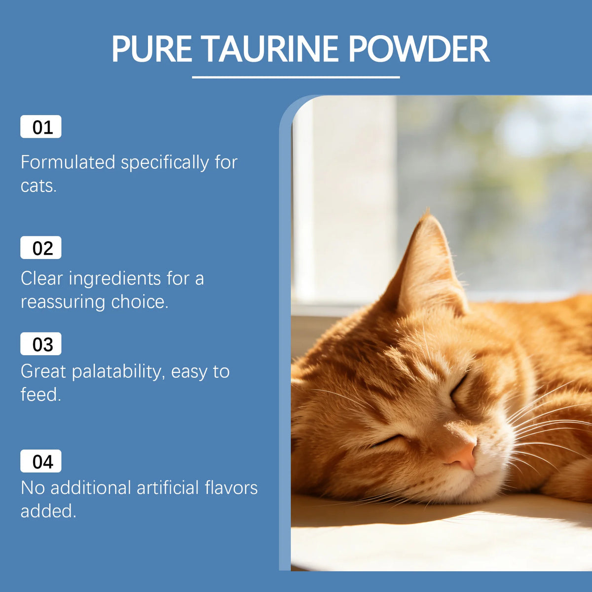 Cat Taurine Powder Pet Nutrition Supplement Support Cat Heart Health Visual Function Multivitamin Mineral Boost Body Defense