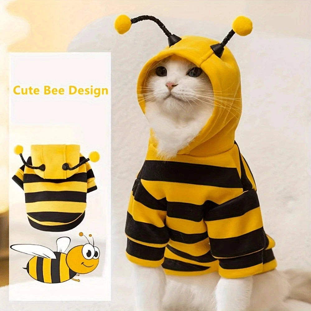 Bee Pet Puppy Coat Apparel Outfit Dog Halloween Hoodies Winter Cat Cosplay Costume Holiday Outfit for Small Medium Dogs & Cats