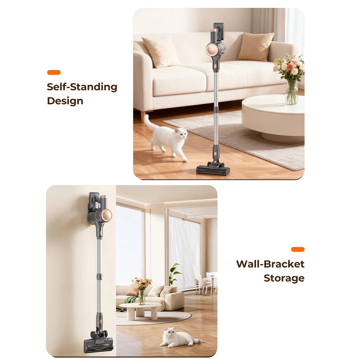 YISORA N8 Stick Vacuum Cleaner, 25Kpa Two Mode Lightweight Cordless Vacuum for Pet Hair, Carpet