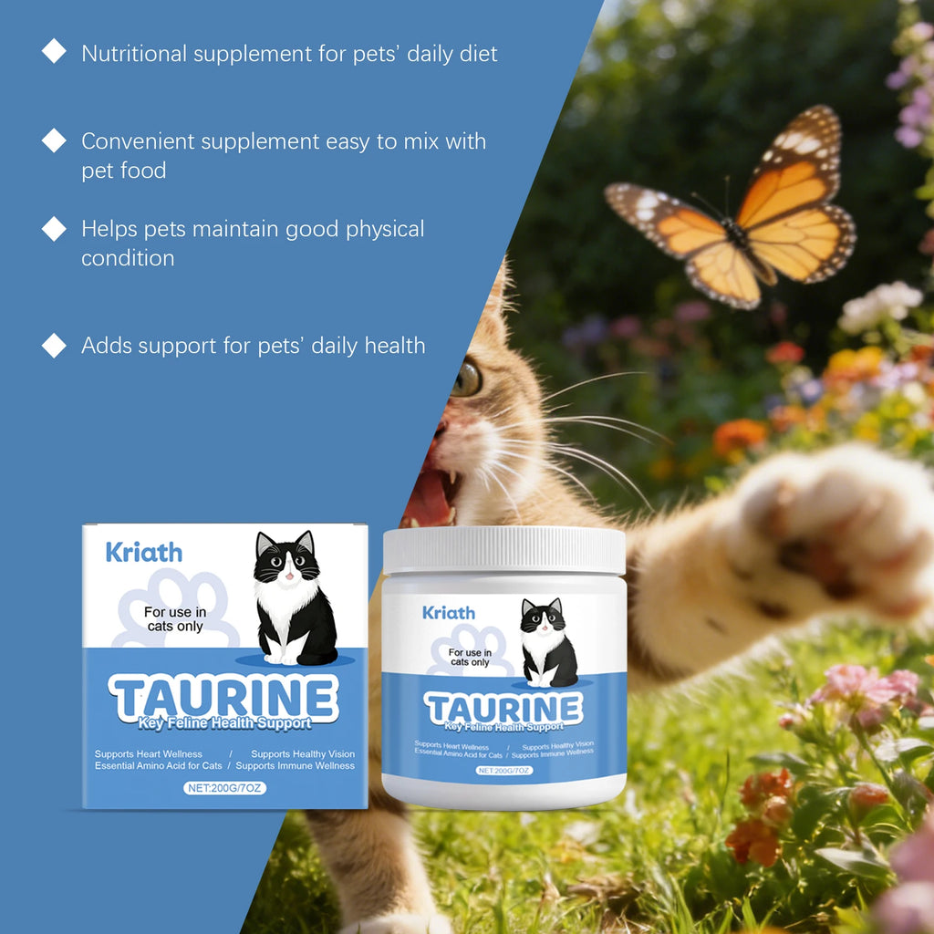 200G Cat Taurine Powder Gentle Formula Daily Nutritional Supplement Nourishing Cat Care Taurine Powder for Cat 's Body Health