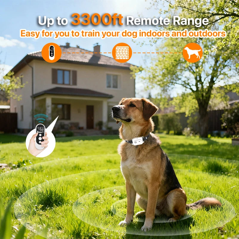 3300Ft Electric Dog Training Collar Remote Control Waterproof Pet BehaviorFor 5-120lbs Puppy With Shock Vibration