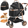 360° High Wheels Transport Foldable Cat Pet Stroller 2in1 Dog Buggy Stroller Dog Box Can Be Attached in Car, Max. load 25 kg