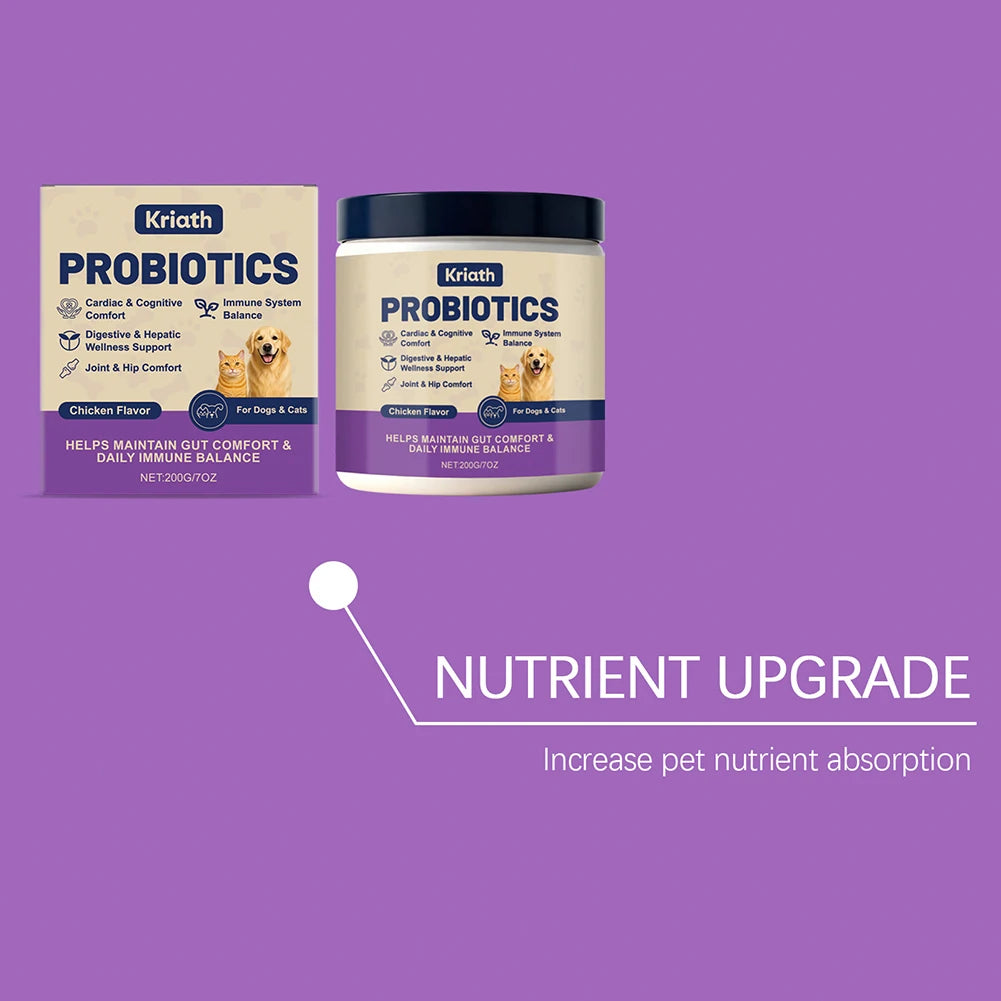 200g Probiotics Powder For Dogs Cats Digestive Supplement For Gut Health Chicken Flavour For Daily Well-Ness Routine