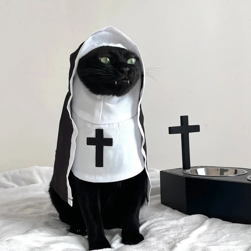 Nun Cat Costume Pet Clothes Small Dog Apparel Breathable Funny Party Festival Photo Props Dog Accessories