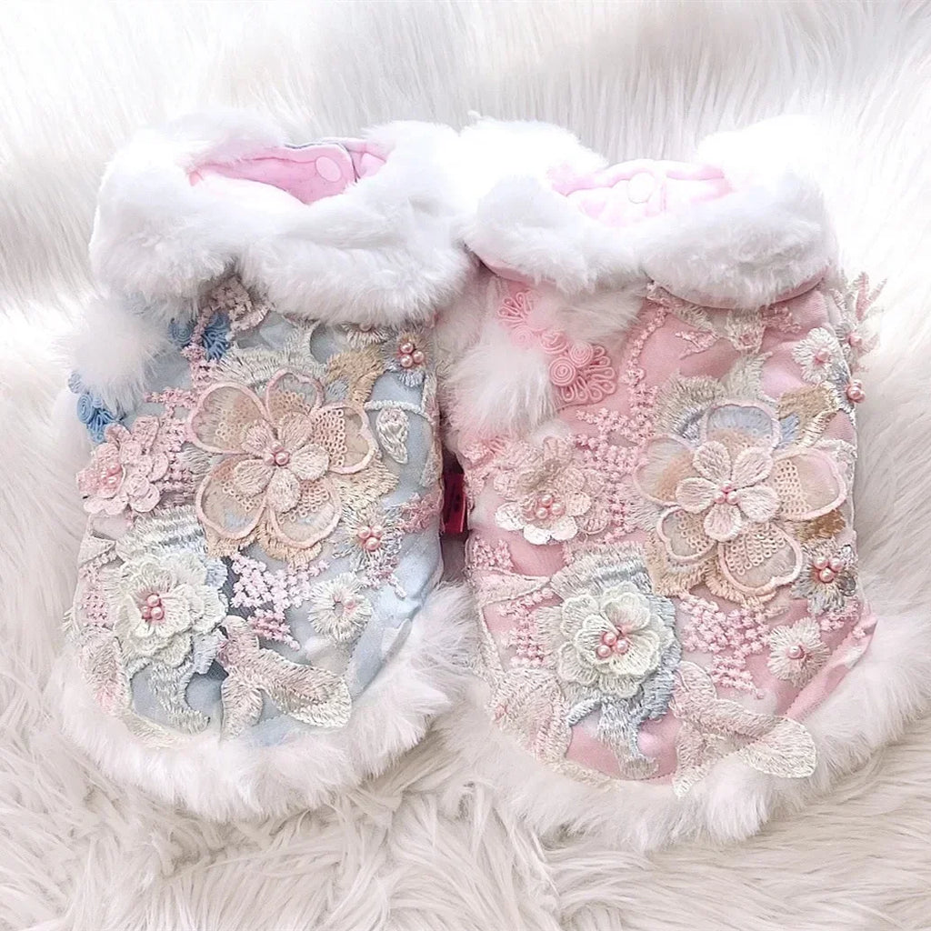 Winter Dog Coat Jacket New Year Pet Clothes Tang Suit Cat Puppy Outfit Yorkies Pomeranian Maltese Poodle Bichon Clothing Apparel
