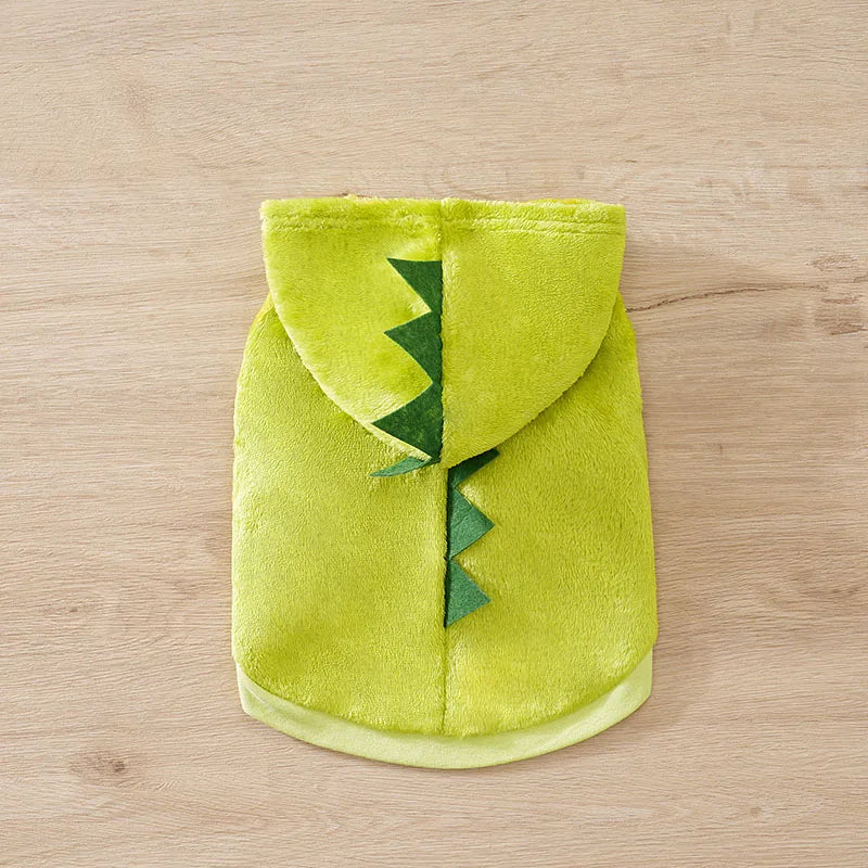 Cute Dinosaur Apparel Pets Products Costume Dogs Clothing Flannel Warm Soft Comfortable Hoodies Small Puppy Medium Winter Autumn