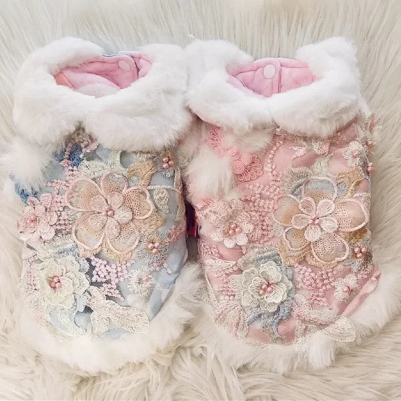Winter Dog Coat Jacket New Year Pet Clothes Tang Suit Cat Puppy Outfit Yorkies Pomeranian Maltese Poodle Bichon Clothing Apparel