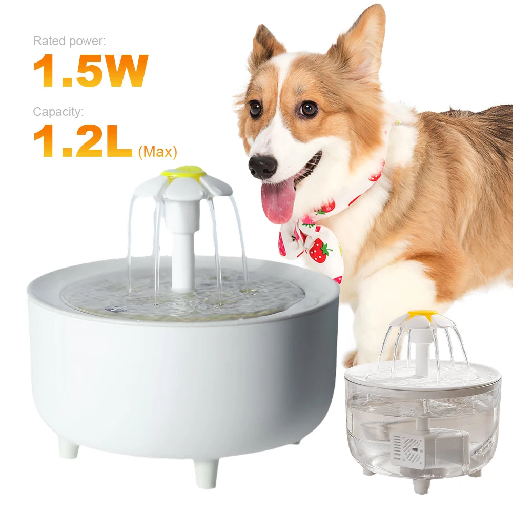 1200ml Automatic Cat Water Fountain Filter USB Electric Mute Pet Drink Bowl Pet Drinking Dispenser Drinker Cats Water Dispenser