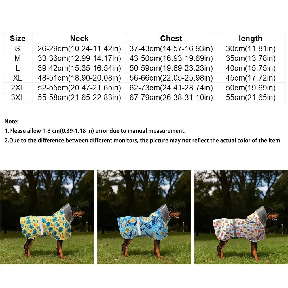 Pet Apparel Adjustable Dog Reflective Raincoat Windproof Waterproof Dog Rain Cloak Fruit Print Dog Hooded Raincoat Adventure