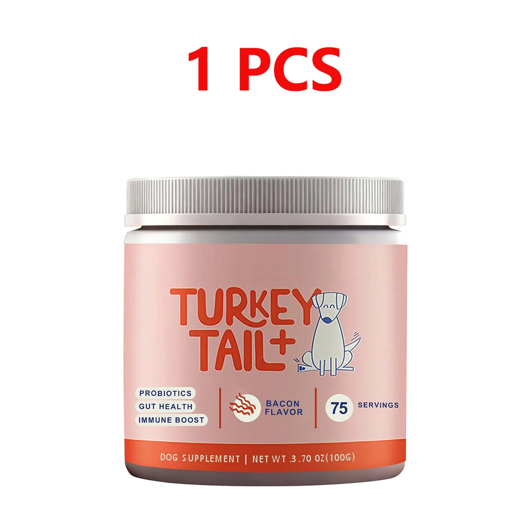 Dog Probiotic Soft Granules with Turkey Tail Mushroom&Vitamin Bacon Flavor Digestive Supplement Gut Health Daily Pet Nutrition