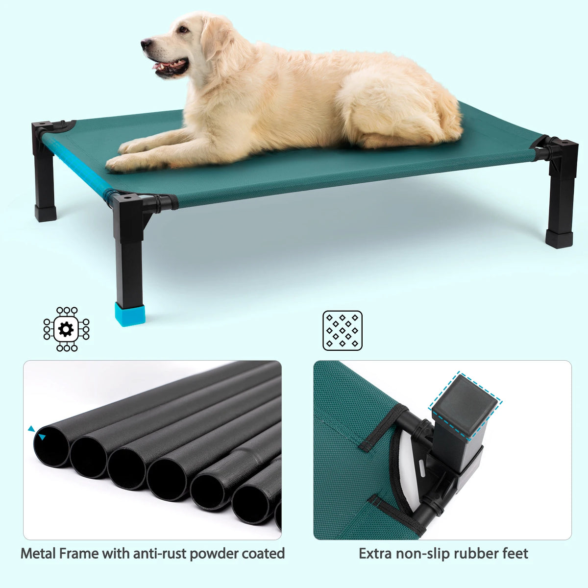 Elevated Dog Bed, Cooling Raised Pet Cot with Chew Proof Washable Breathable Mesh and Metal Frame, Portable Dog Cot Bed