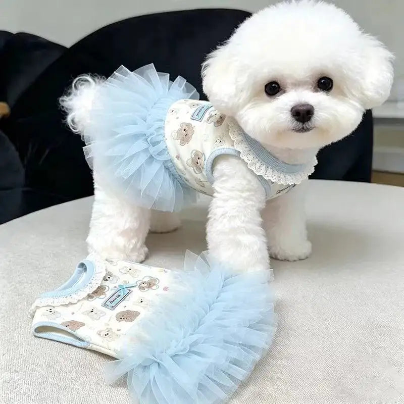 Cartoon Pet Products Dog Clothes Cute Bow Pet Dresses Summer Breathable Small Dog Clothing Teddy Sweet Skirt Pet Supplies