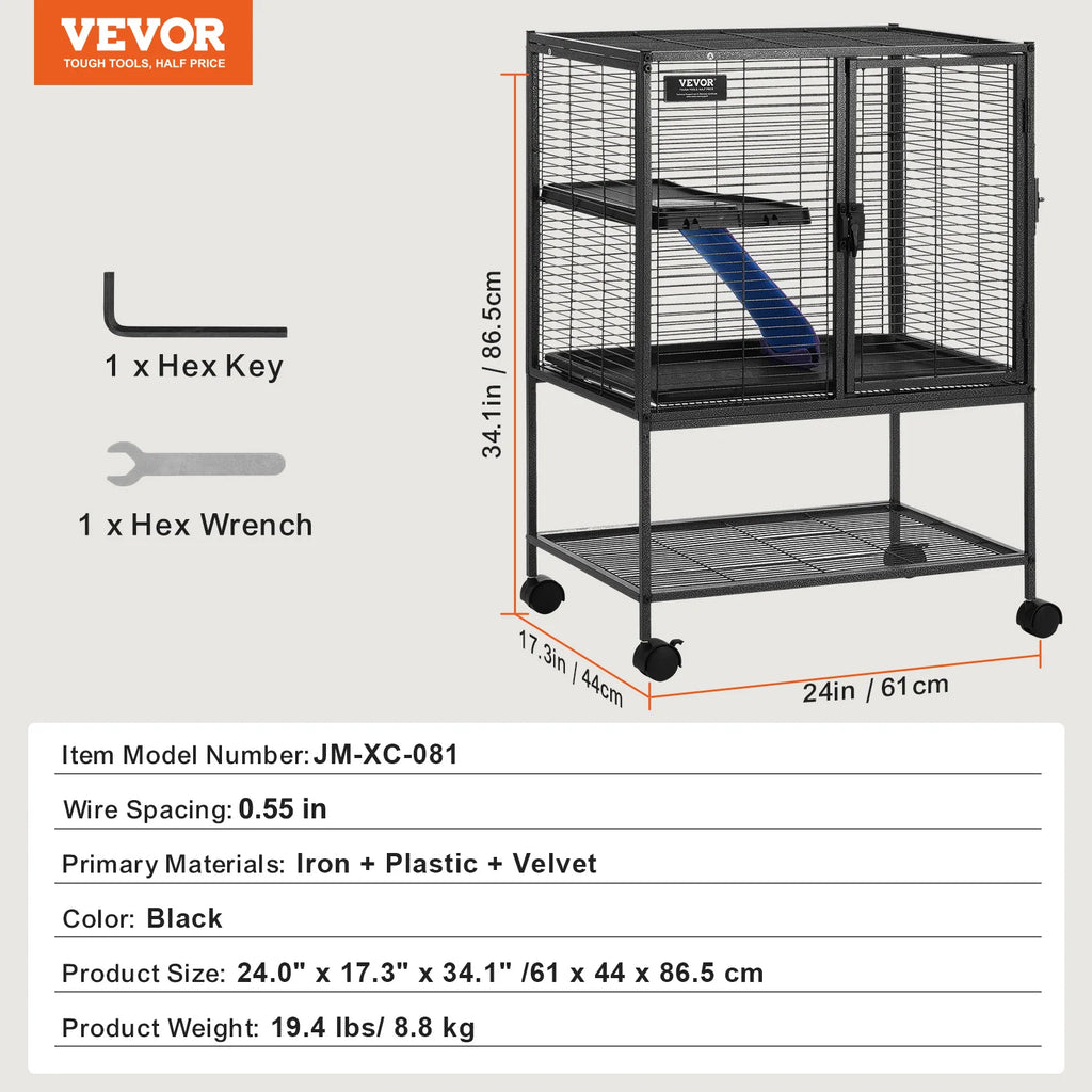 SucceBuy 64.6"Rolling Metal Ferret Cage Large4-Tier Critter Nation Cage Small Animal Cage for Pet Rat Hamster Guinea Chinchilla