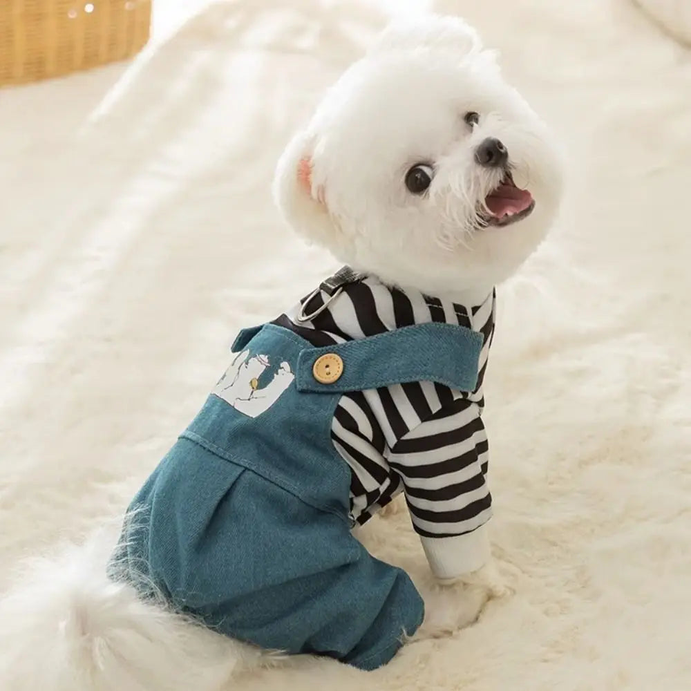 Pet Apparel Cute Dog Jumpsuit Towable Cartoon Puppy Outfit Breathable Comfortable Pet Strap Pants Pet Supplies