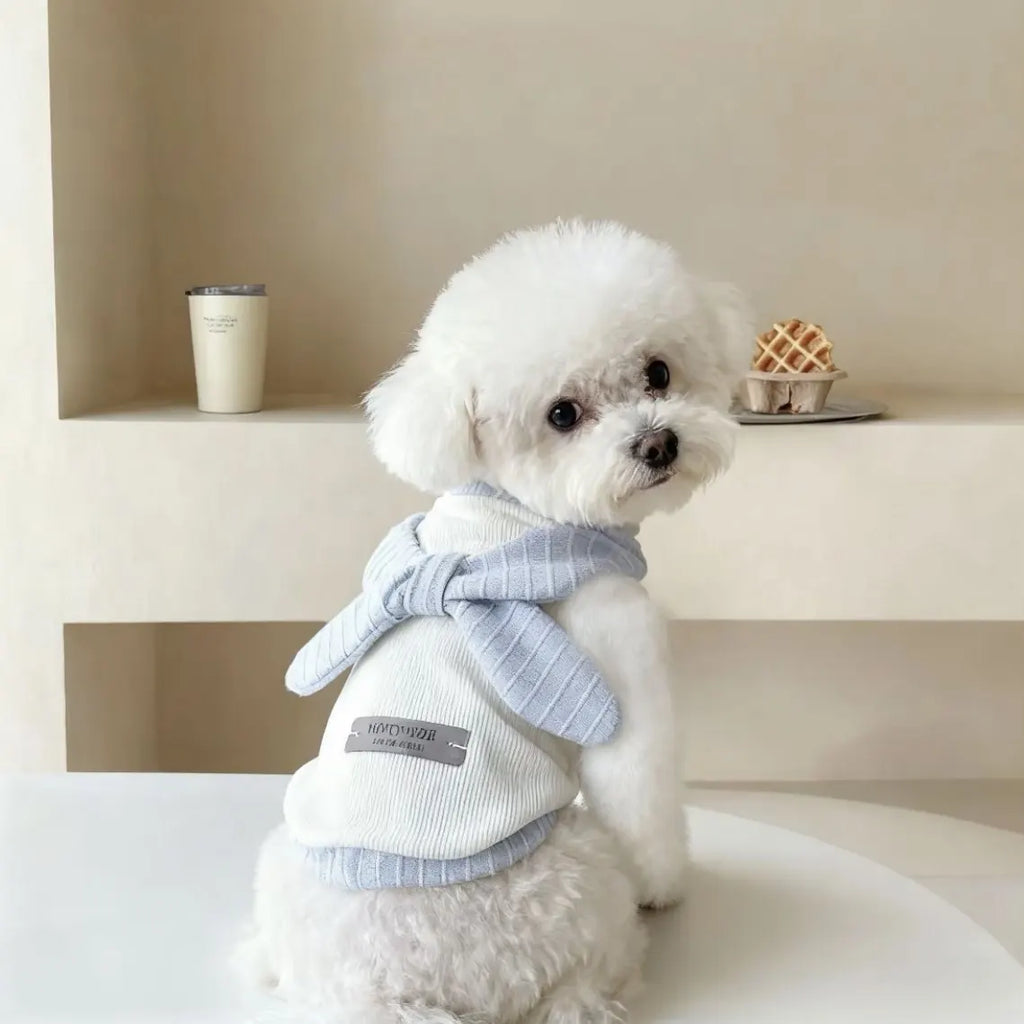 Puppy Dog Dress School Uniform Style, Cute Bow Knit Pet Clothes, Fashion Outfit for Small Dogs Cats