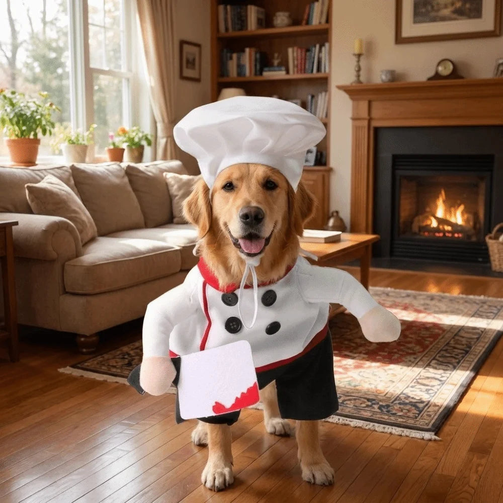 Dressing-Up Set Adjustable Pet Funny Chef Costume Breathable Polyester Pet Cook Outfit Comfortable Cat Party Dressed Up Festival
