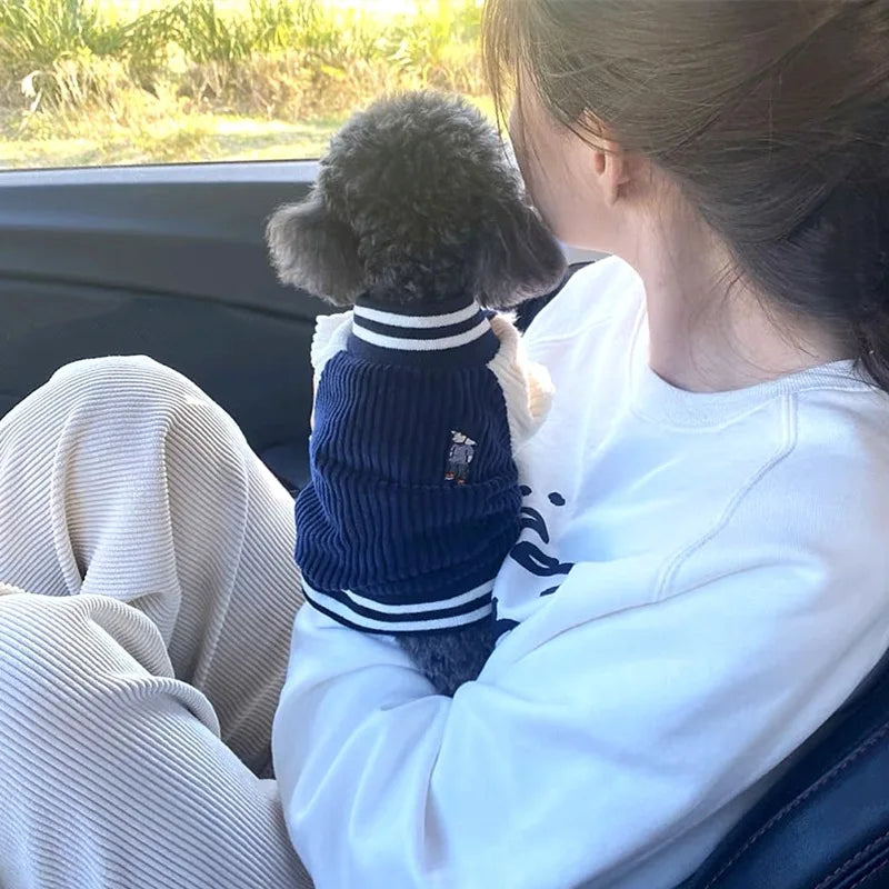 Cute Embroidered Pet Baseball Jackets Dog Clothes For Small Medium Cat Teddy Coat Puppy Spring Clothes Warm Fashion Pet Outfit