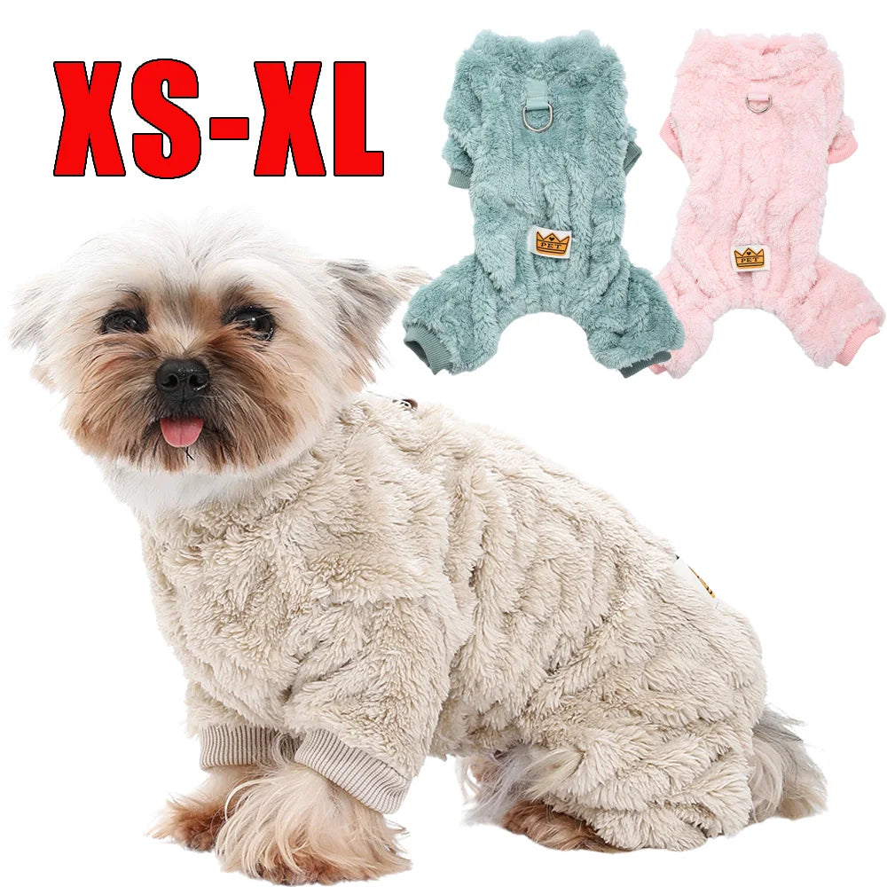 Pet Dog Clothes Cozy Soft Fleece Puppy Cat Jumpsuit For Small Medium Dogs Cats Winter Warm Clothes With Elasicity Yorkshire Pug