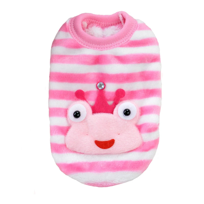 Cartoon Puppy Clothes Winter Warm Flannel Dog Vest Cat Bunny Chihuahua Sweater Cute Soft Mini Pet Apparel for Pig Rabbit Ferret