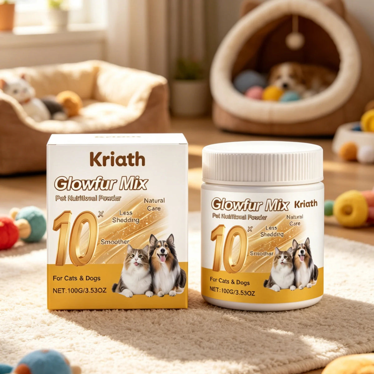 Kriath Pet Nutritional Powder Fur Smoothing Hair Loss Control Natural Skin Nourishment Supports Health Pet Hair Care Powder 100g