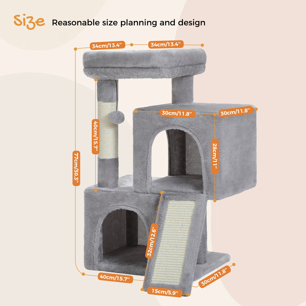Large Cat Tree for Indoor Cats, Multi-Level Cat Tower with Sisal Scratching Post, 2 Spacious Condo, Cat Scratching Pad, Cat Toys
