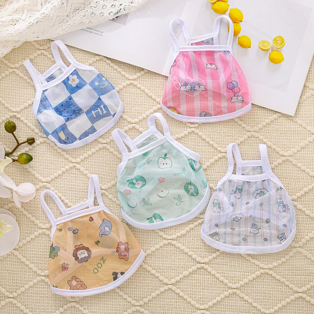 Pet clothing is fresh cute fashionable summer thin cat and dog clothing breathable mesh suspender and stylish vest