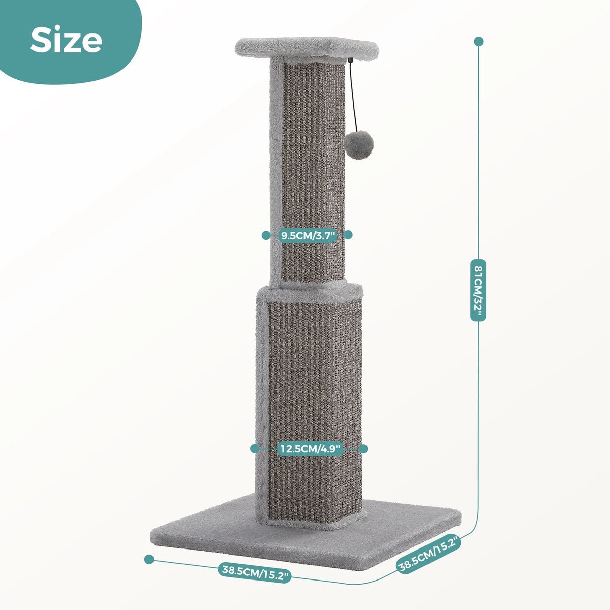 Large Cat Scratching Post for Indoor Cats Adults Ultimate Scratch Post with Woven Sisal Dangling Ball Tall Cat Scratcher Cat Toy