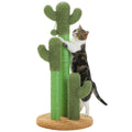 Cat Scratching Post with 3 Natural Scratching Poles and Interactive Dangling Ball, Cactus Cat Scratcher for Indoor, Cat Toys