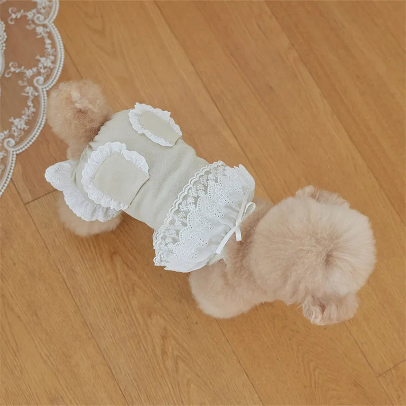 Pet Lace Jumpsuit Cute Pet Teddy Overalls Spring  Cat Pants Puppy Clothes Dog Pajamas Dog Clothes for Small Dogs