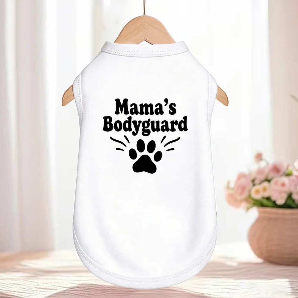 Pet Vest "Mama's Bodyguard" Themed Print,Thin Dog Vest for Small and Medium Dogs Cats Summer Pet Apparel in Multiple Colors