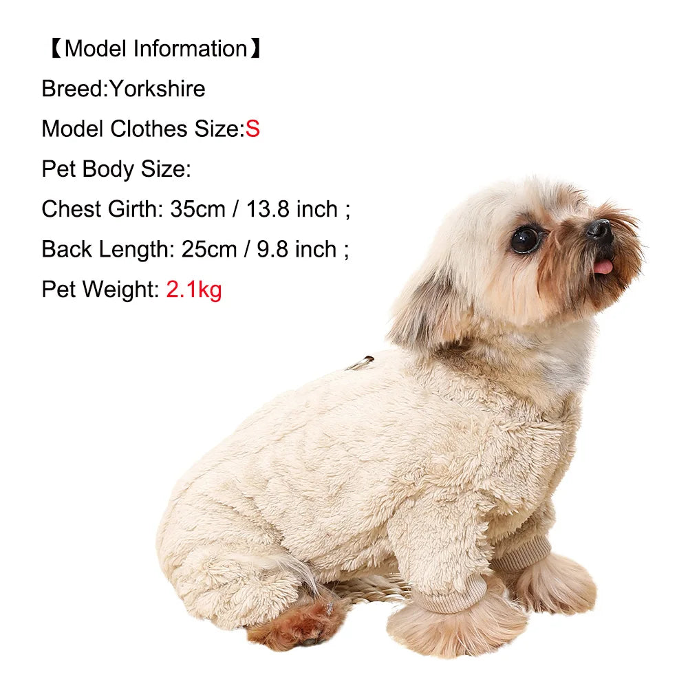 Pet Dog Clothes Cozy Soft Fleece Puppy Cat Jumpsuit For Small Medium Dogs Cats Winter Warm Clothes With Elasicity Yorkshire Pug