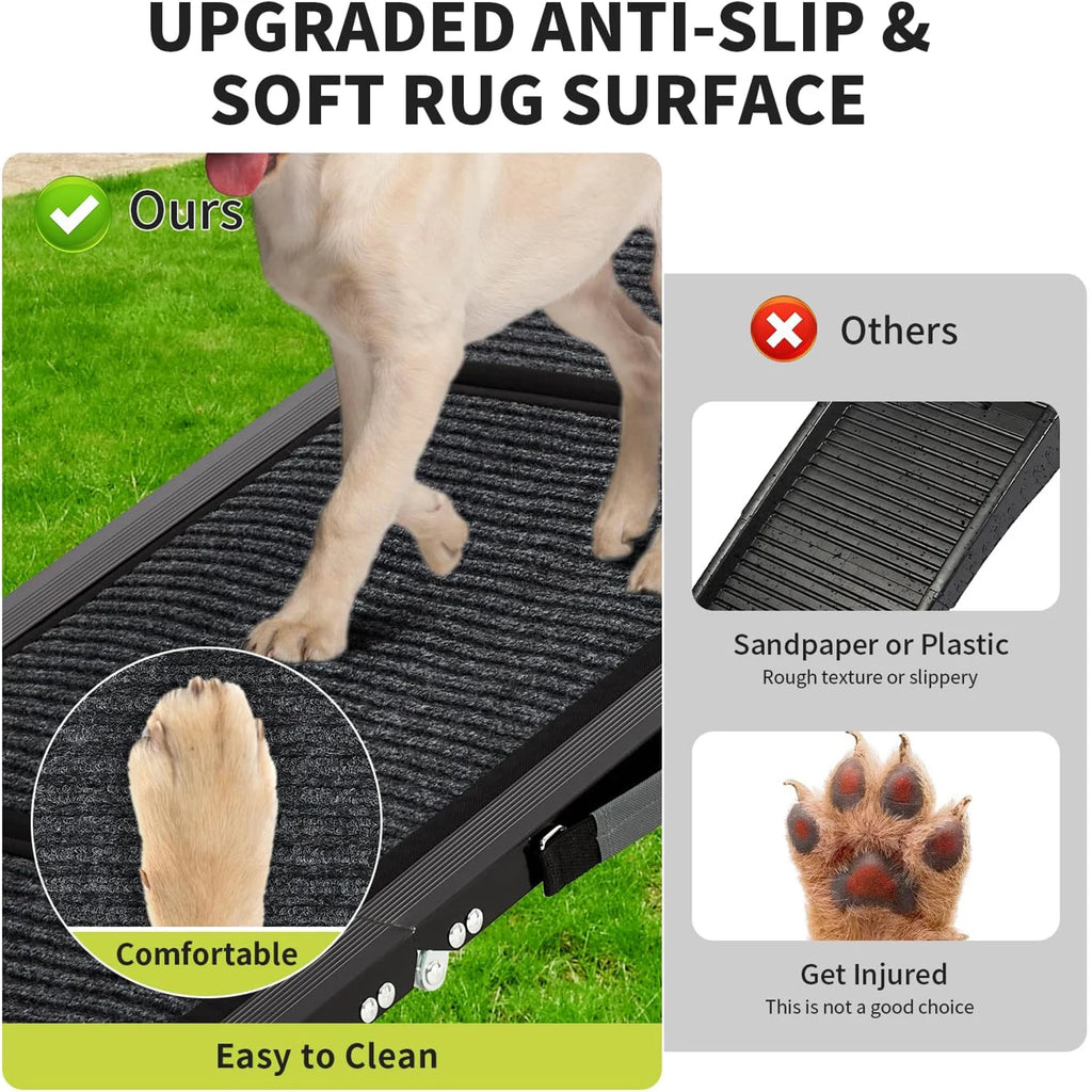 Upgraded Dog Ramp For Cars Folding Pet Ramp For Large Dogs With Non-Slip Surface Portable Outdoor Dog Car Ramp Up to 250 LBS