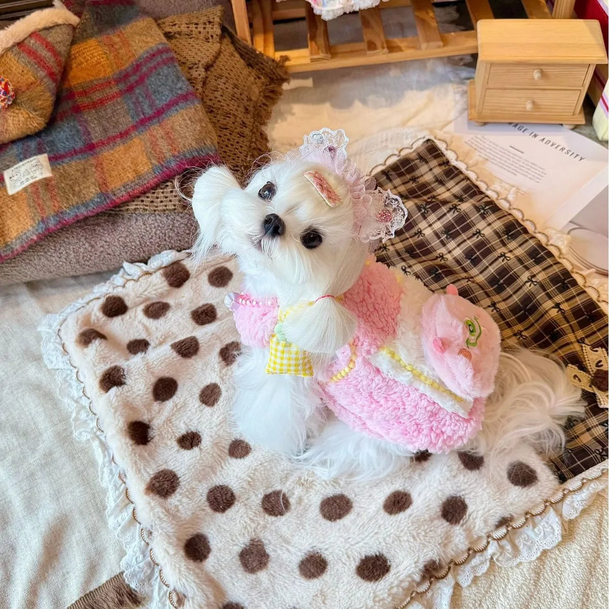 Autumn And Winter Pet Clothes For Small Dogs, Cute Plush Small Monster Doll Design, Warm Dog Apparel For Teddy, Bichon Frise
