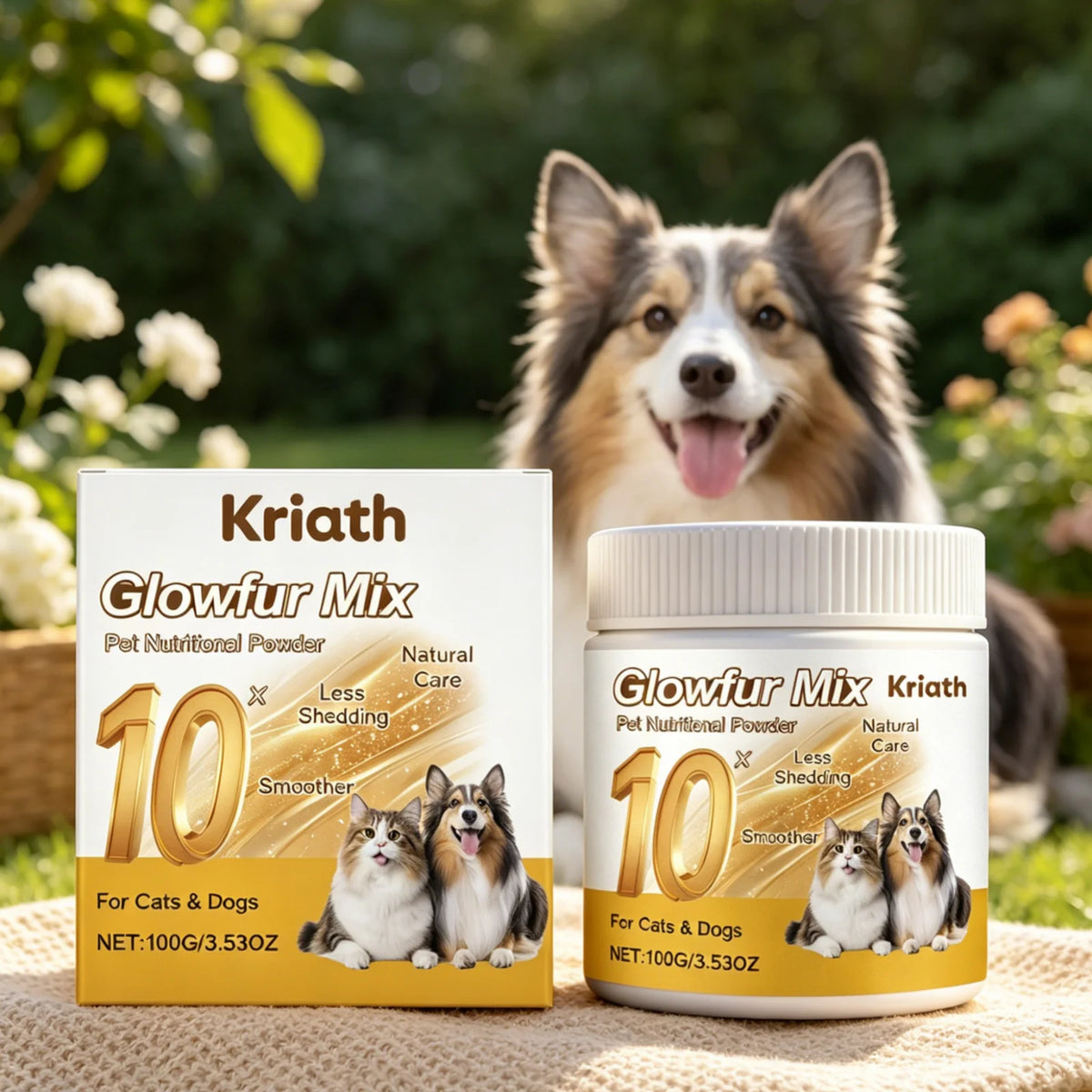 Kriath Pet Nutritional Powder Fur Smoothing Hair Loss Control Natural Skin Nourishment Supports Health Pet Hair Care Powder 100g