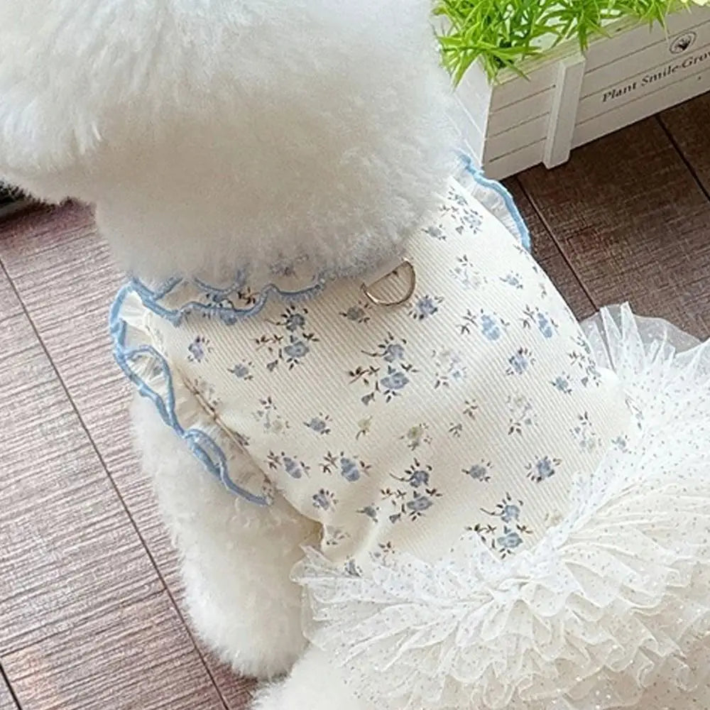 Pet Costumes Summer Thin Pet Floral Dress Comfortable Breathable Dog Skirt Sleeveless Dog Pullover For Small Dog Cat