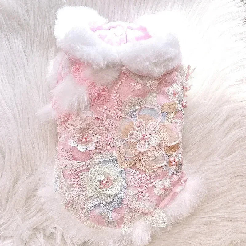 Winter Dog Coat Jacket New Year Pet Clothes Tang Suit Cat Puppy Outfit Yorkies Pomeranian Maltese Poodle Bichon Clothing Apparel