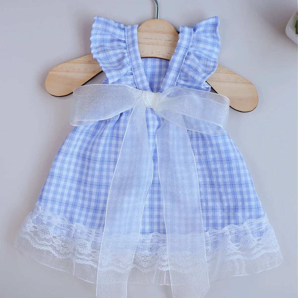 Cat and Dog Universal Pet Apparel - Fairy Bow, Lace Trim, Plaid Ribbon Skirt - Skin-Friendly Comfort, Suitable for All Seasons