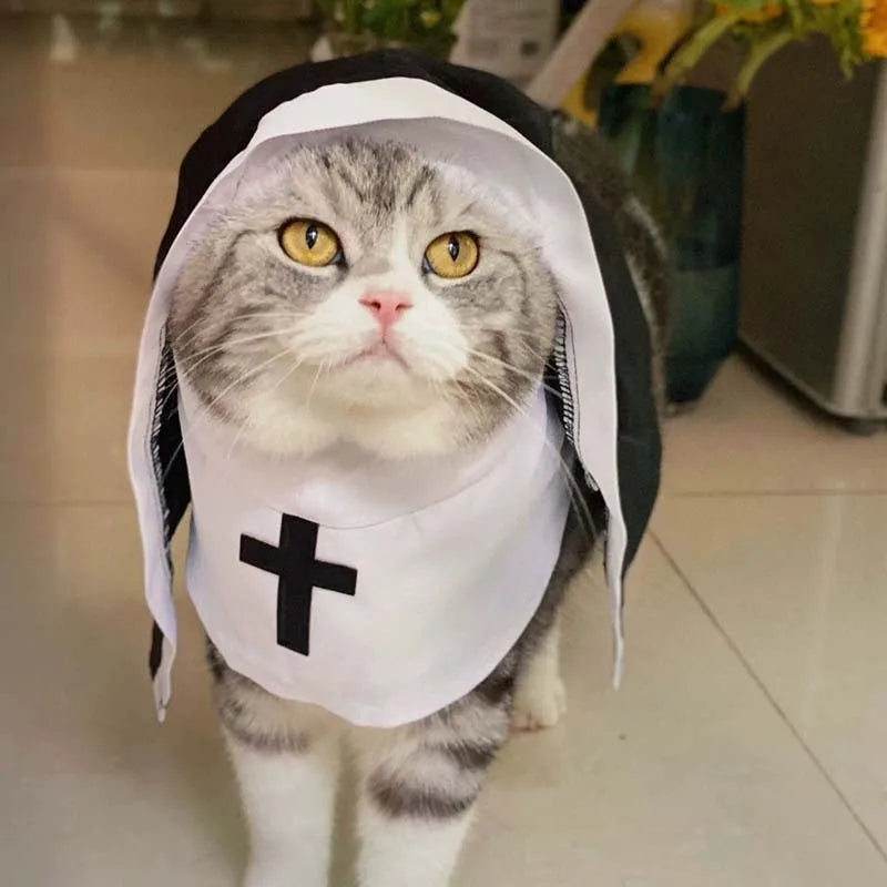 Nun Cat Costume Pet Clothes Small Dog Apparel Breathable Funny Party Festival Photo Props Dog Accessories