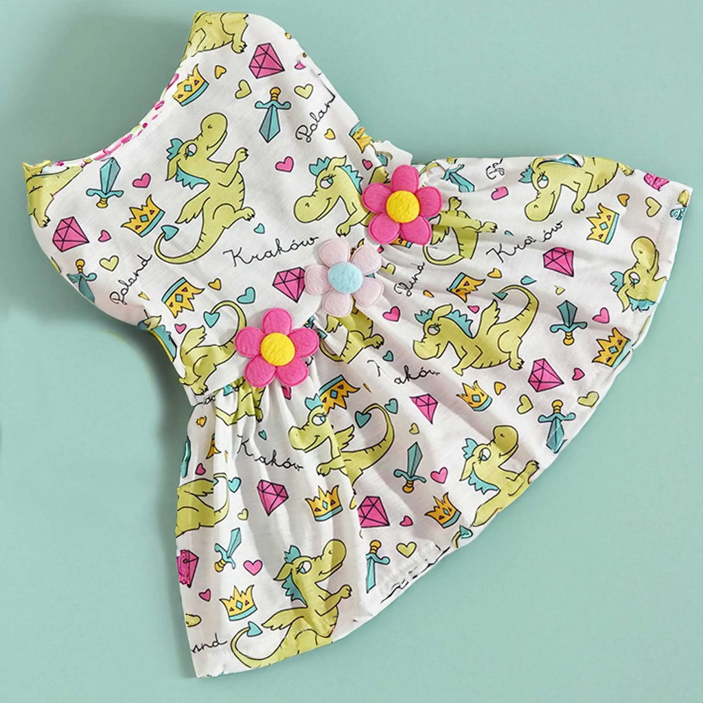 Cute Cartoon Pet Dress Spring Summer Puppy Clothes Dog Skirt Adorable Small Dog Clothing Chihuahua Yorkie Apparel Fashion Dress